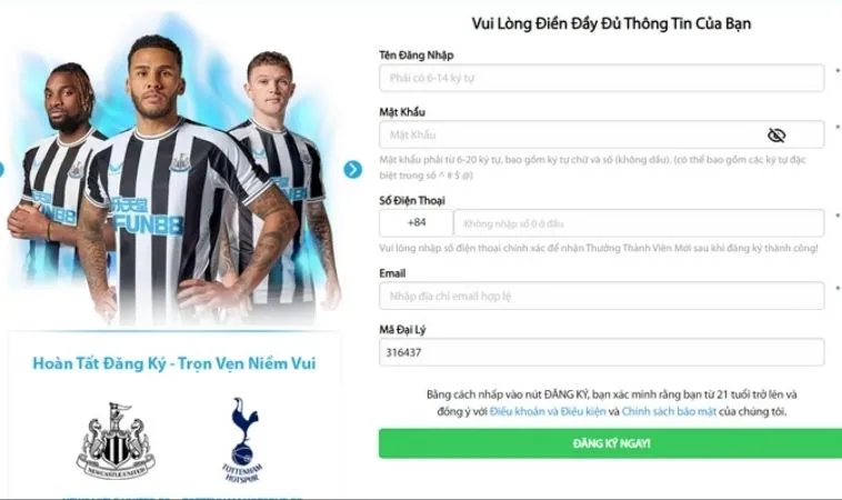 Tại Sao Nên Tìm Hiểu Về Đăng Ký FUN88? 2 Giao diện đăng ký FUN88